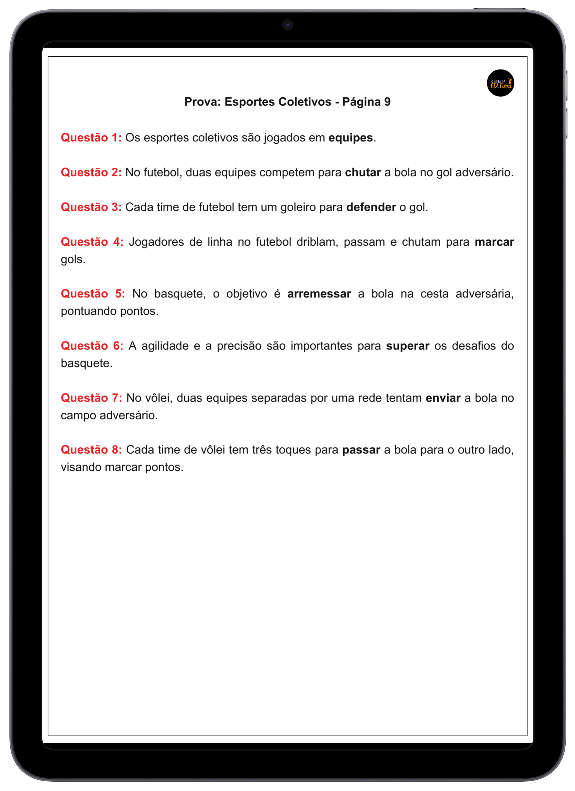 Gabaritos 6 ao 9 ano
